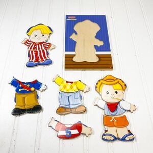 Fisher Price Little People Puzzle Wood Paper Doll Style Dress Up Toy Kids Puzzle